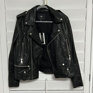 NWT 7 For All Mankind Black Leather Jacket